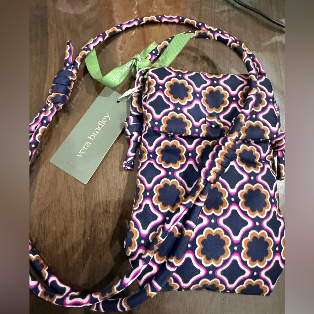 NWT Vera Bradley Navy and Orange Geometric Crossbody